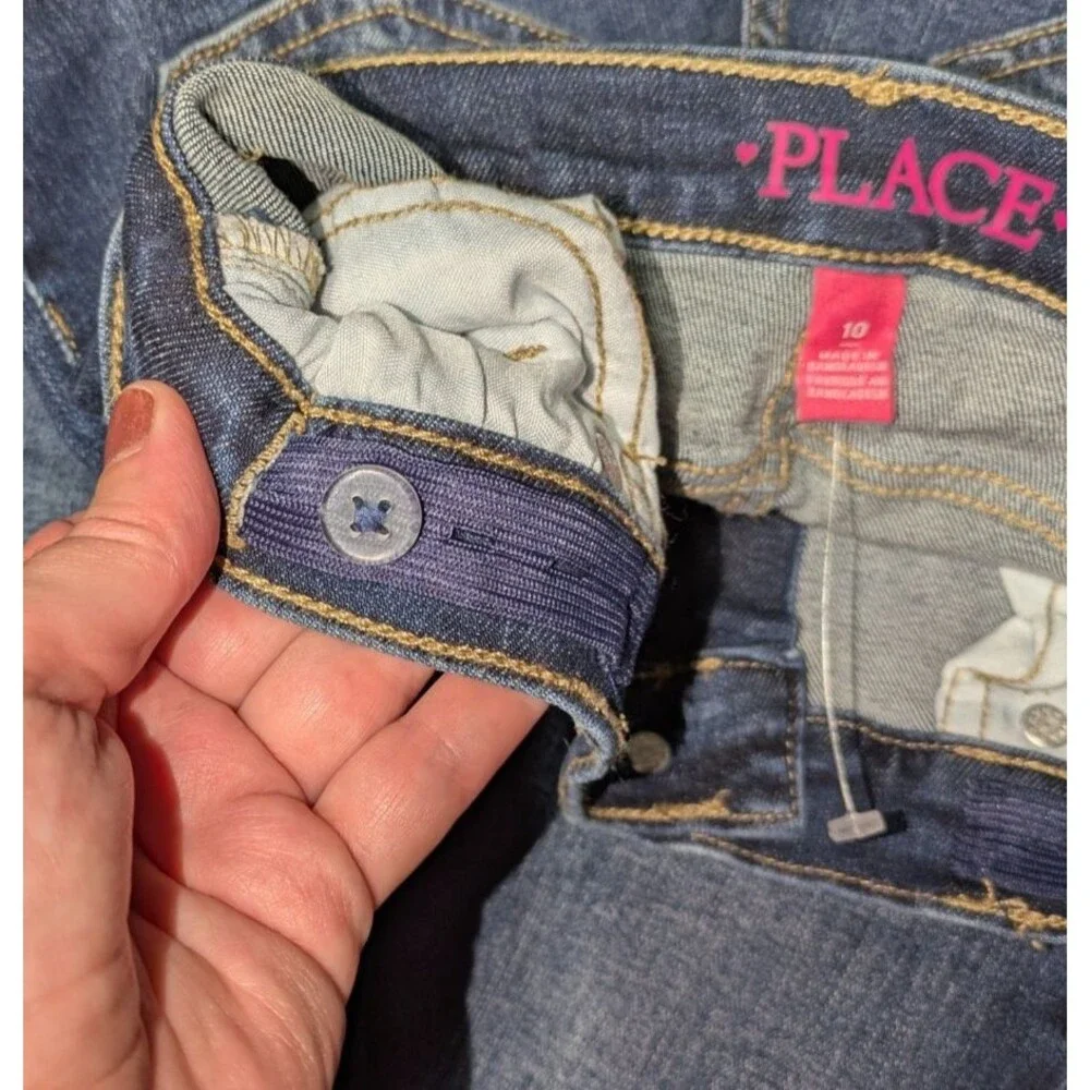 The Children's Place Girls Bootcut Dark Wash Denim Jeans Blue Size 10 Adjustable